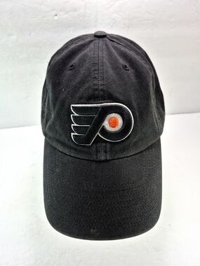 Vintage Philadelphia Flyers 47 Brand Twin Fitted Hat Size M Black NHL Cap Hat 90